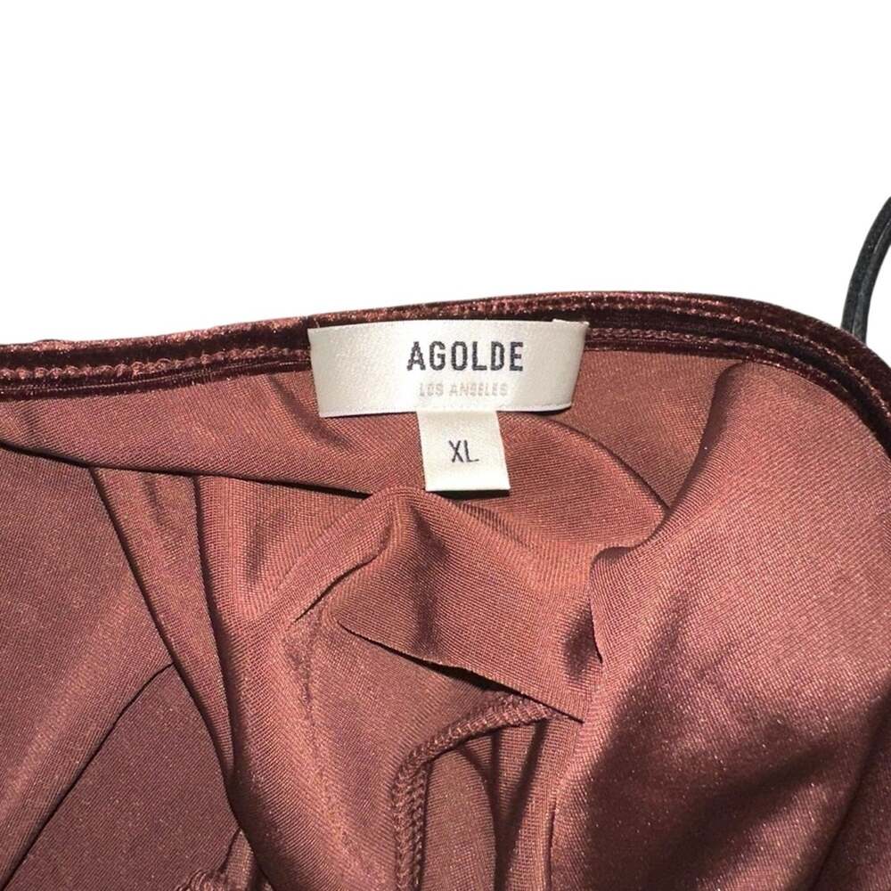 NWT Agolde Corrin Scoop Back Long Sleeve Velvet Bodysuit XL in Chocolate Milk - Picture 6 of 9